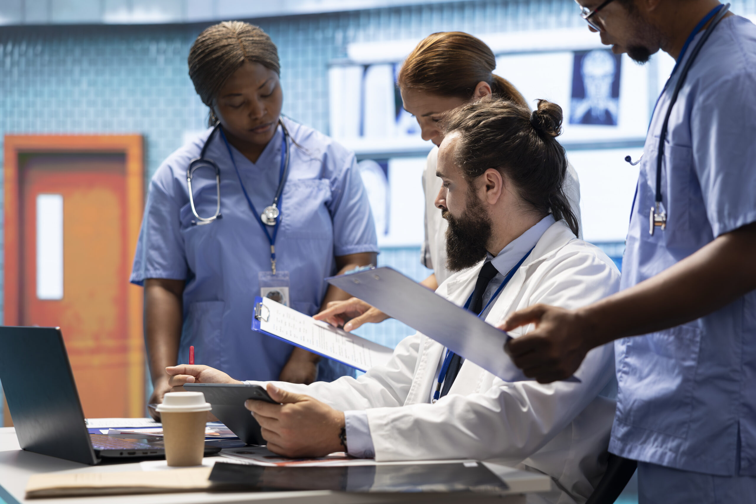 Undergraduate student observing medical procedures during medical internships abroad in European hospital
